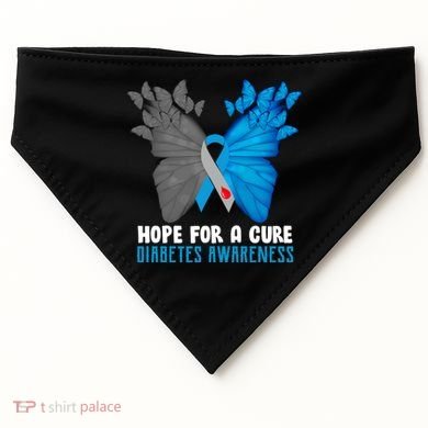 Hope For A Cure Diabetes Awareness Butterfly USA-Made Doggie Bandana
