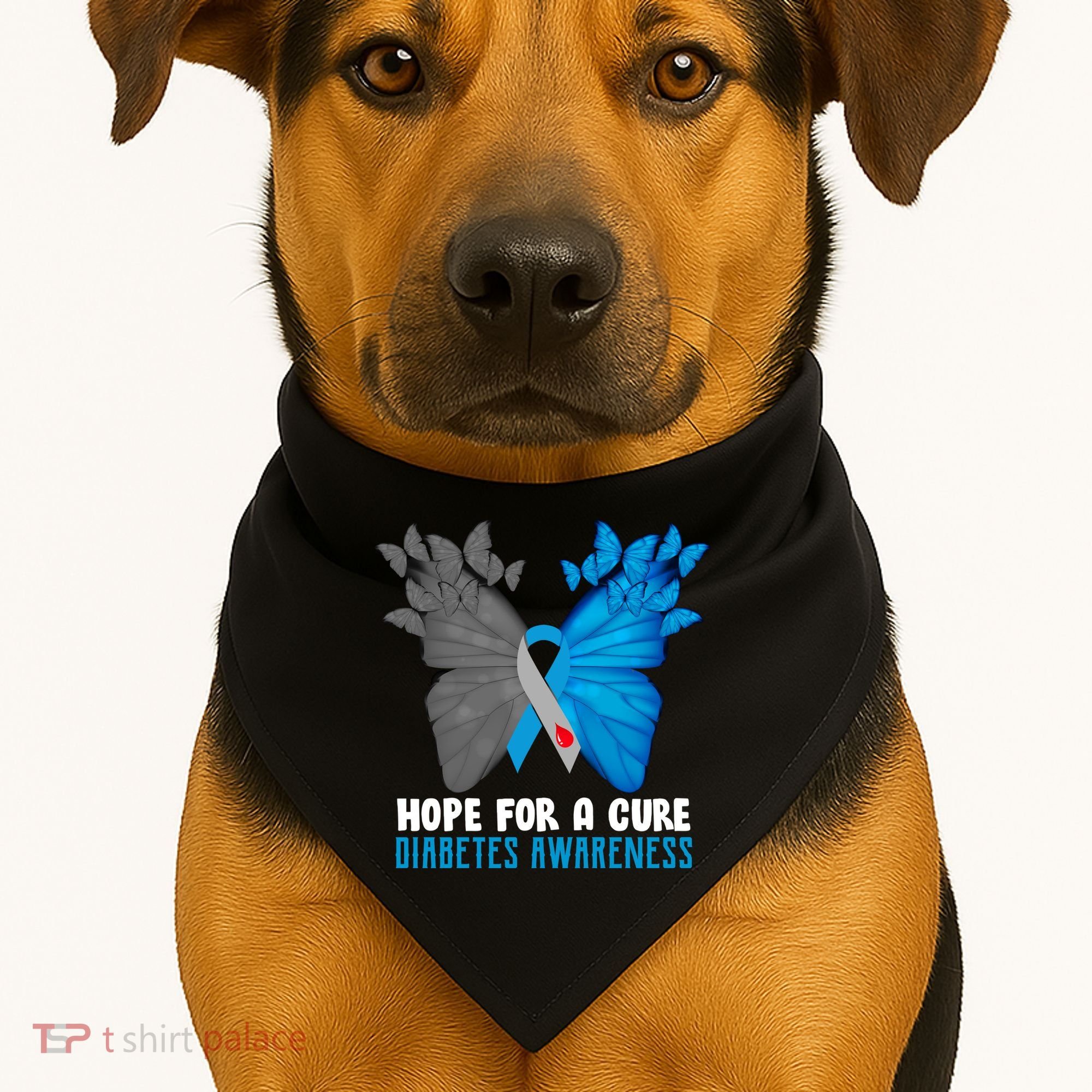 Hope For A Cure Diabetes Awareness Butterfly USA-Made Doggie Bandana