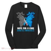 Hope For A Cure Diabetes Awareness Butterfly Long Sleeve Shirt thumb 0
