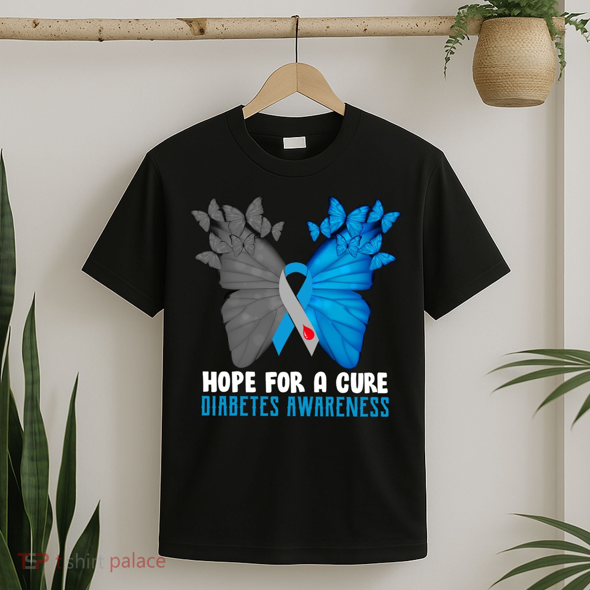 Hope For A Cure Diabetes Awareness Butterfly T-Shirt