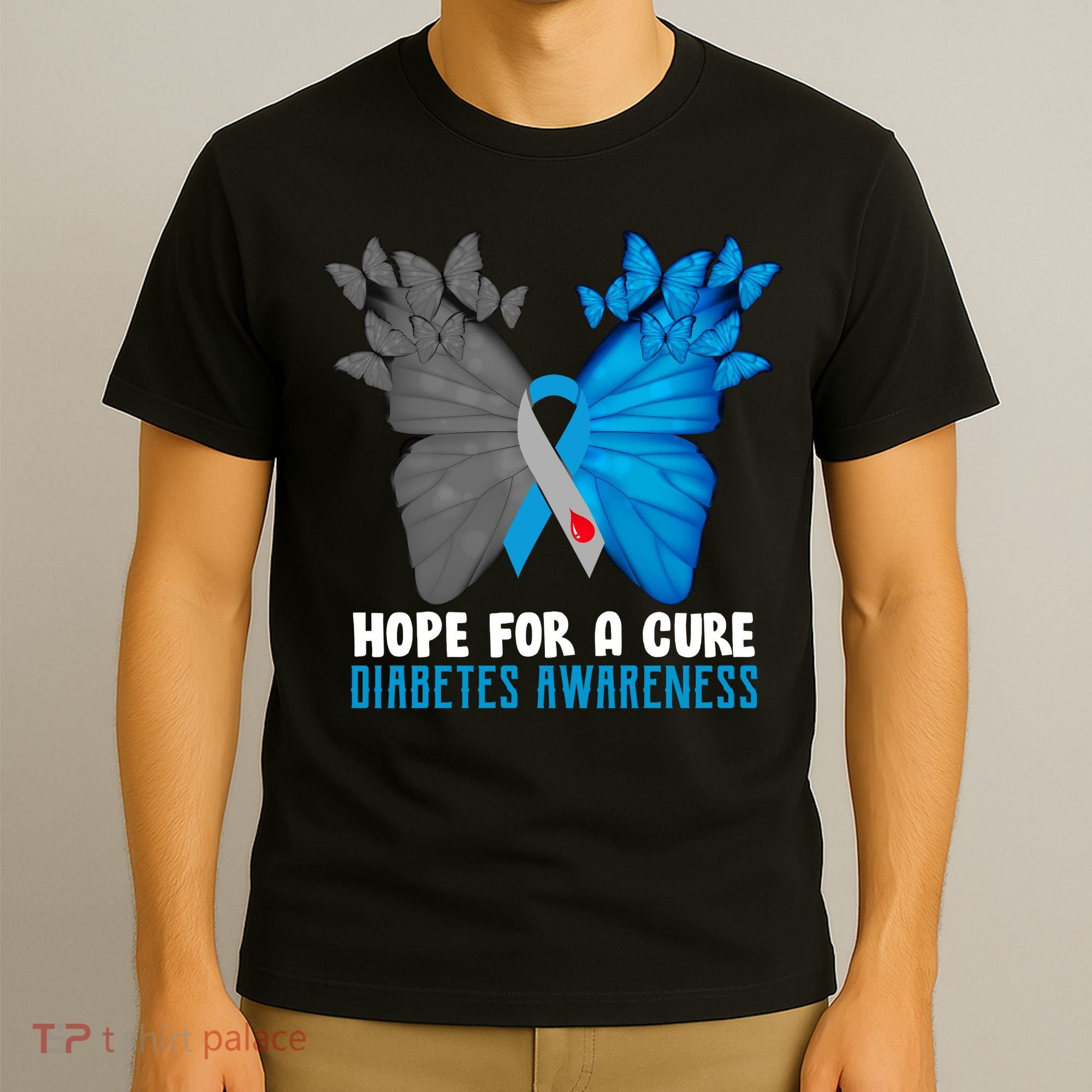 Hope For A Cure Diabetes Awareness Butterfly T-Shirt