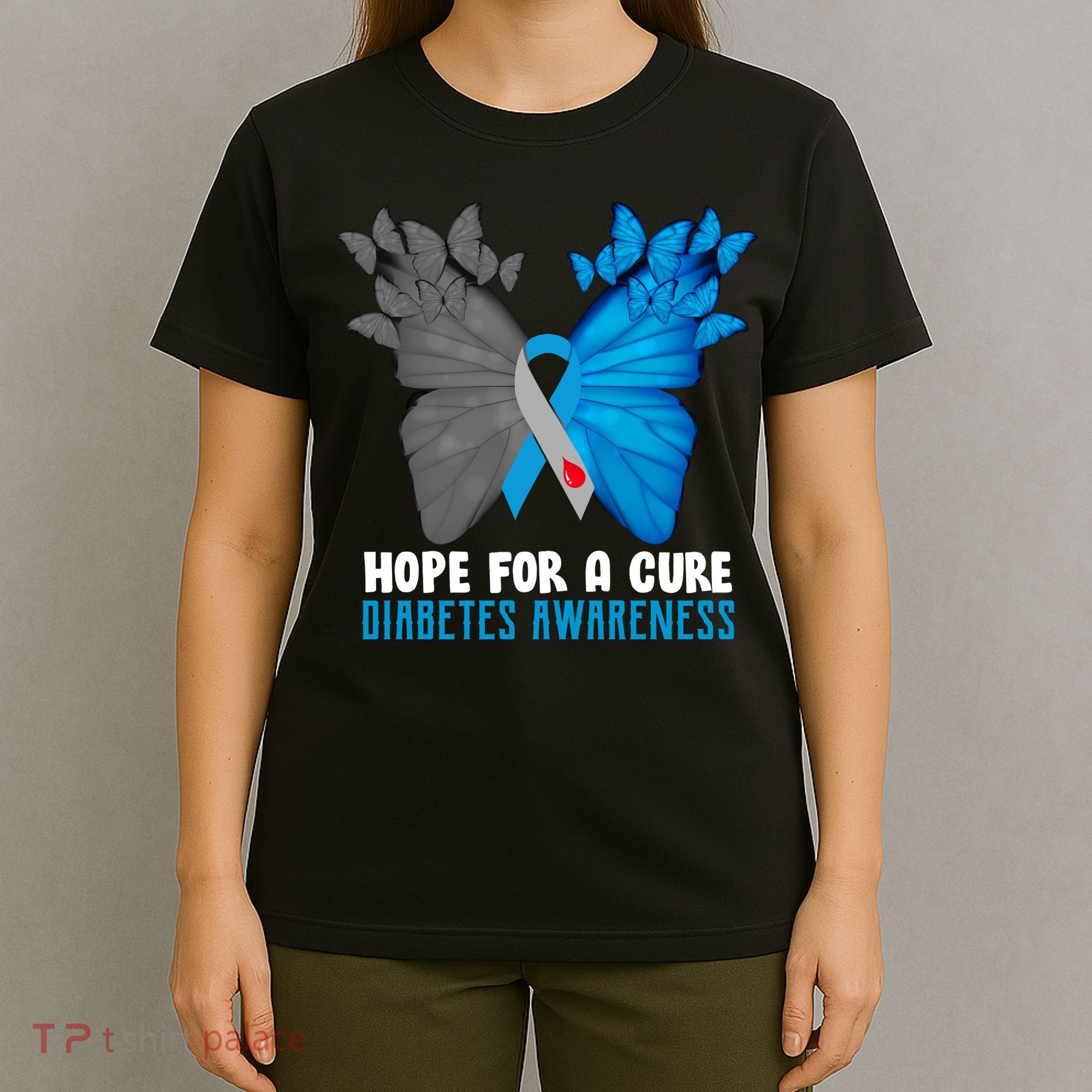 Hope For A Cure Diabetes Awareness Butterfly T-Shirt