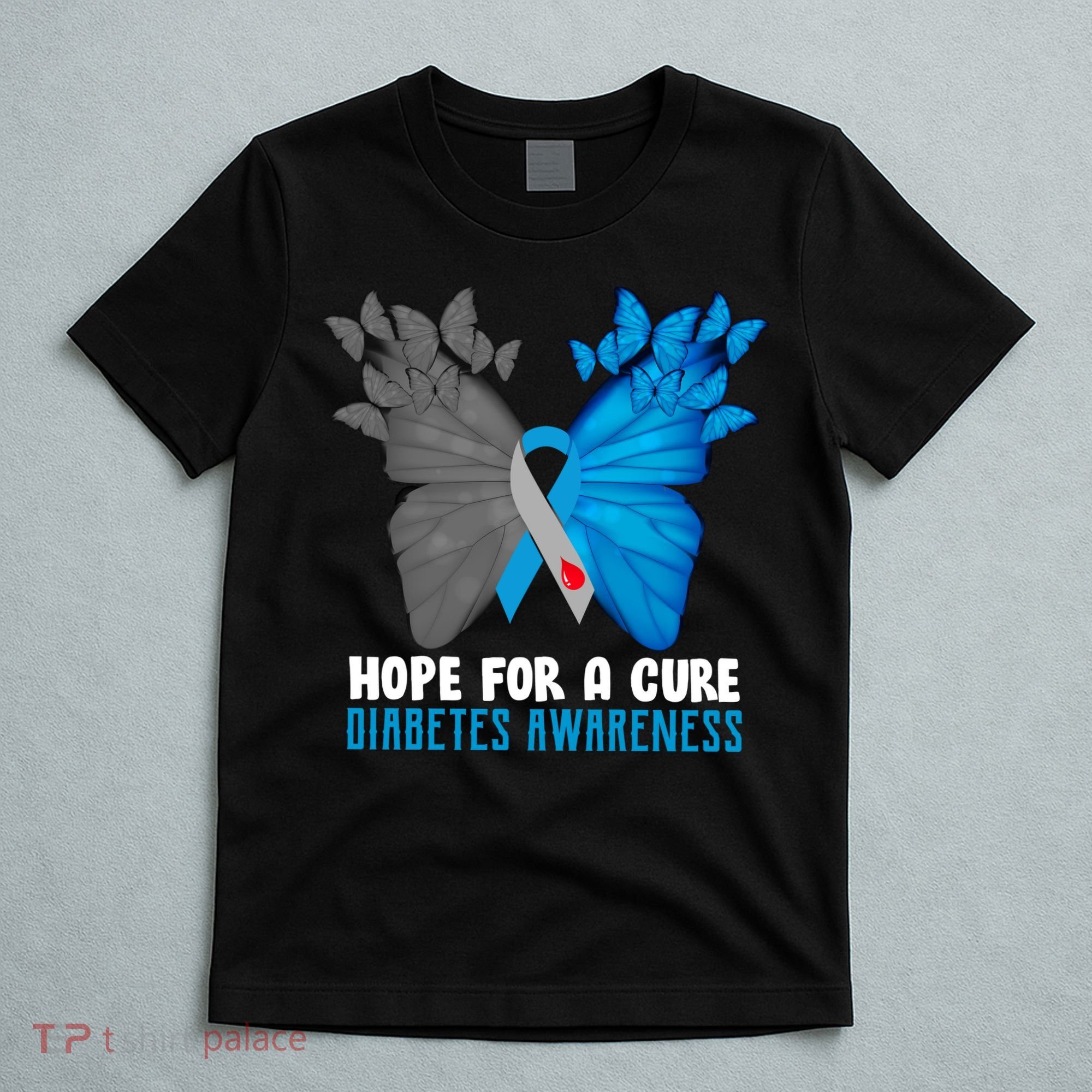 Hope For A Cure Diabetes Awareness Butterfly T-Shirt