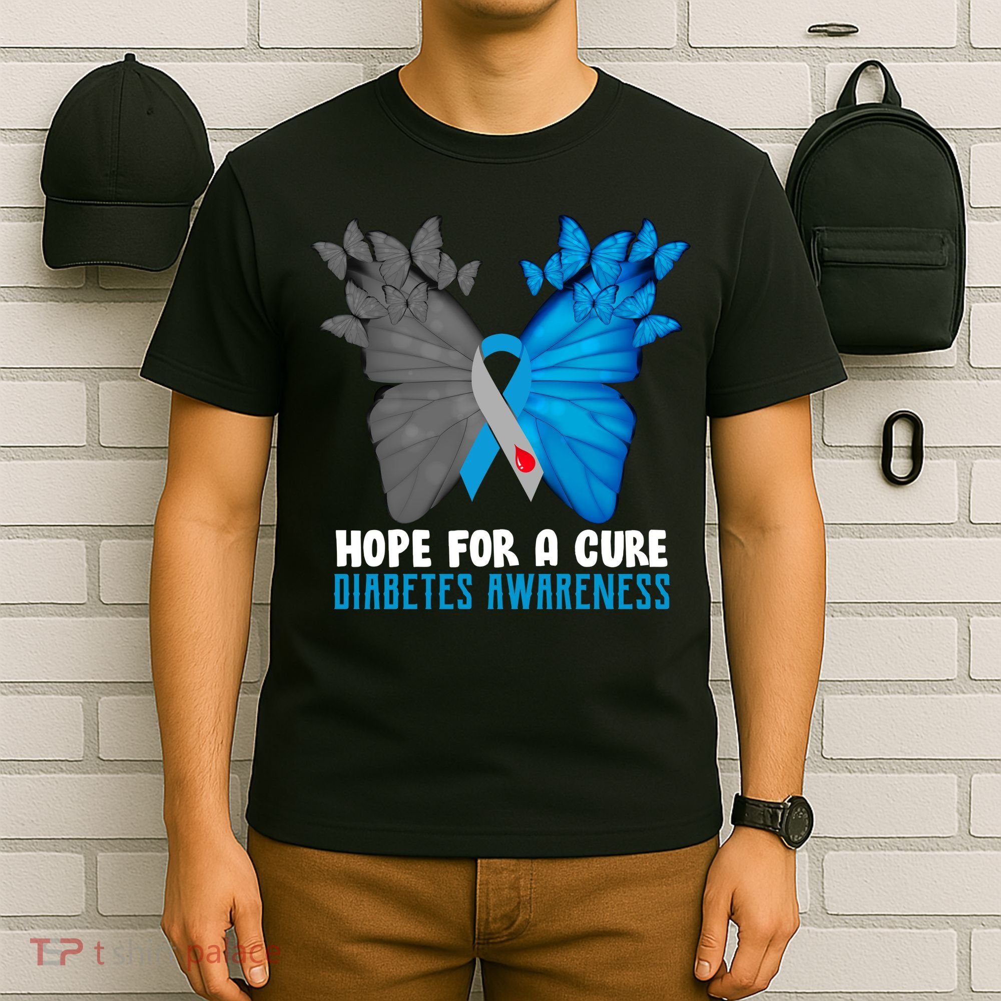 Hope For A Cure Diabetes Awareness Butterfly T-Shirt