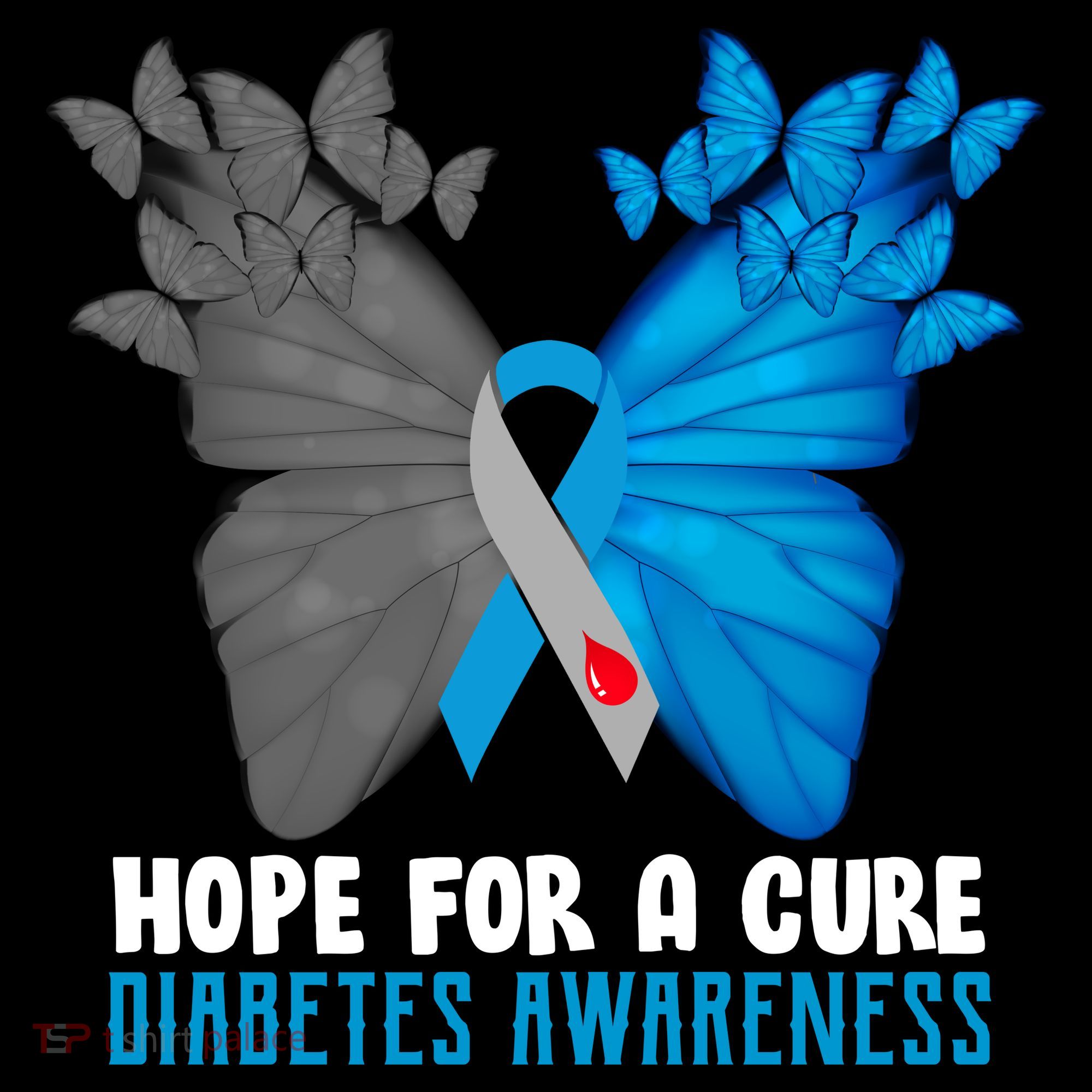 Hope For A Cure Diabetes Awareness Butterfly Button