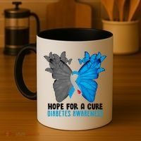 Hope For A Cure Diabetes Awareness Butterfly Coffee Mug thumb 4
