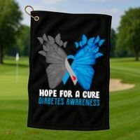 Hope For A Cure Diabetes Awareness Butterfly Golf Towel thumb 1