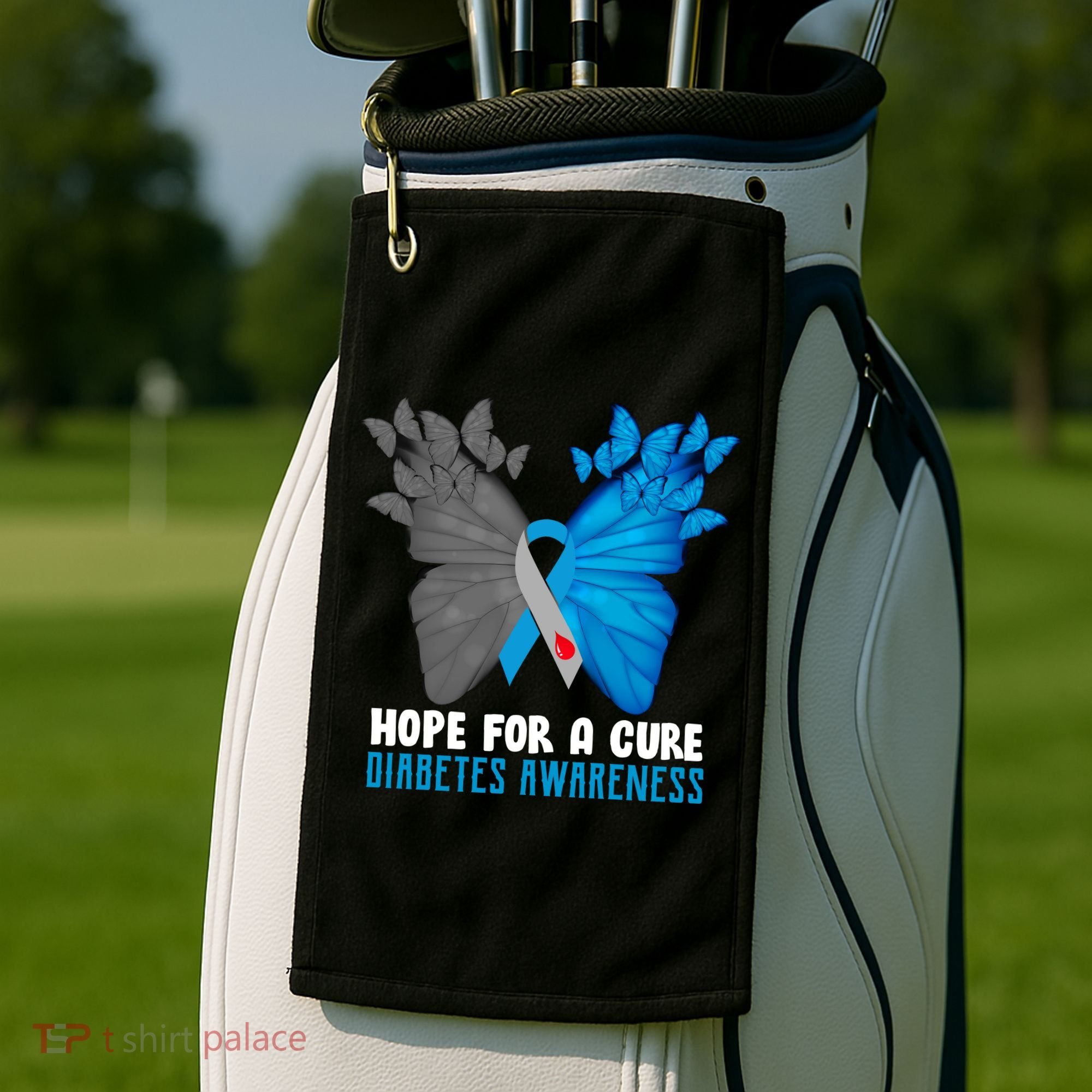 Hope For A Cure Diabetes Awareness Butterfly Golf Towel