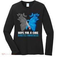 Hope For A Cure Diabetes Awareness Butterfly Women's Long Sleeve Shirt thumb 0