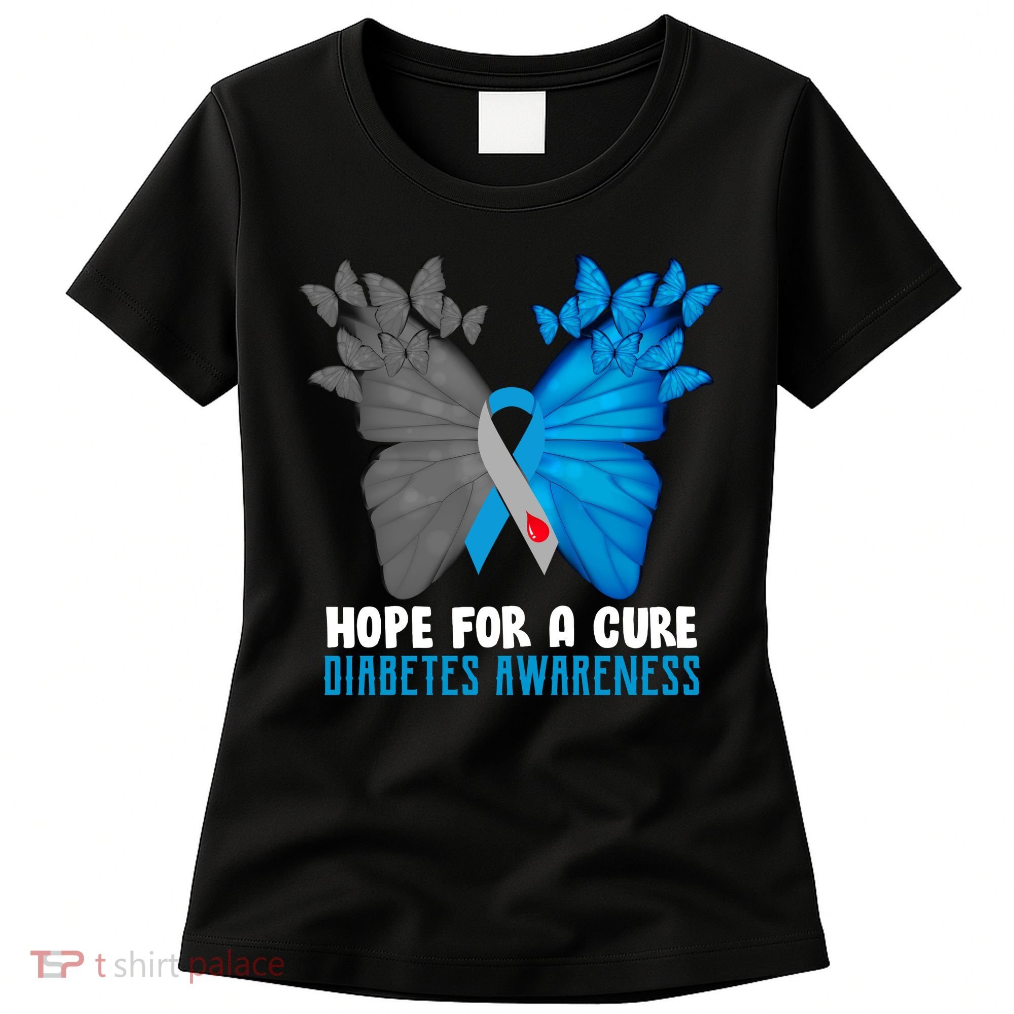 Hope For A Cure Diabetes Awareness Butterfly Women's T-Shirt