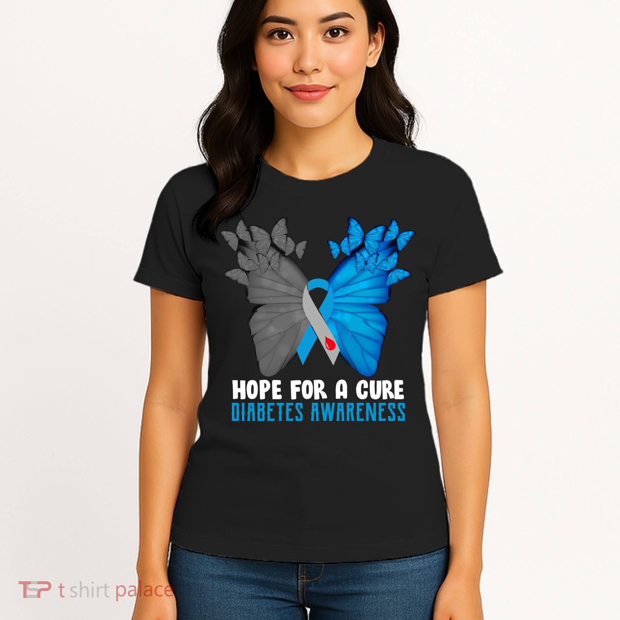 Hope For A Cure Diabetes Awareness Butterfly Women's T-Shirt