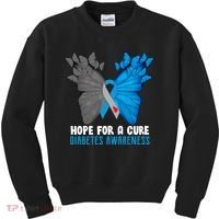 Hope For A Cure Diabetes Awareness Butterfly Kids Sweatshirt thumb 0