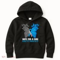 Hope For A Cure Diabetes Awareness Butterfly Kids Hoodie thumb 0