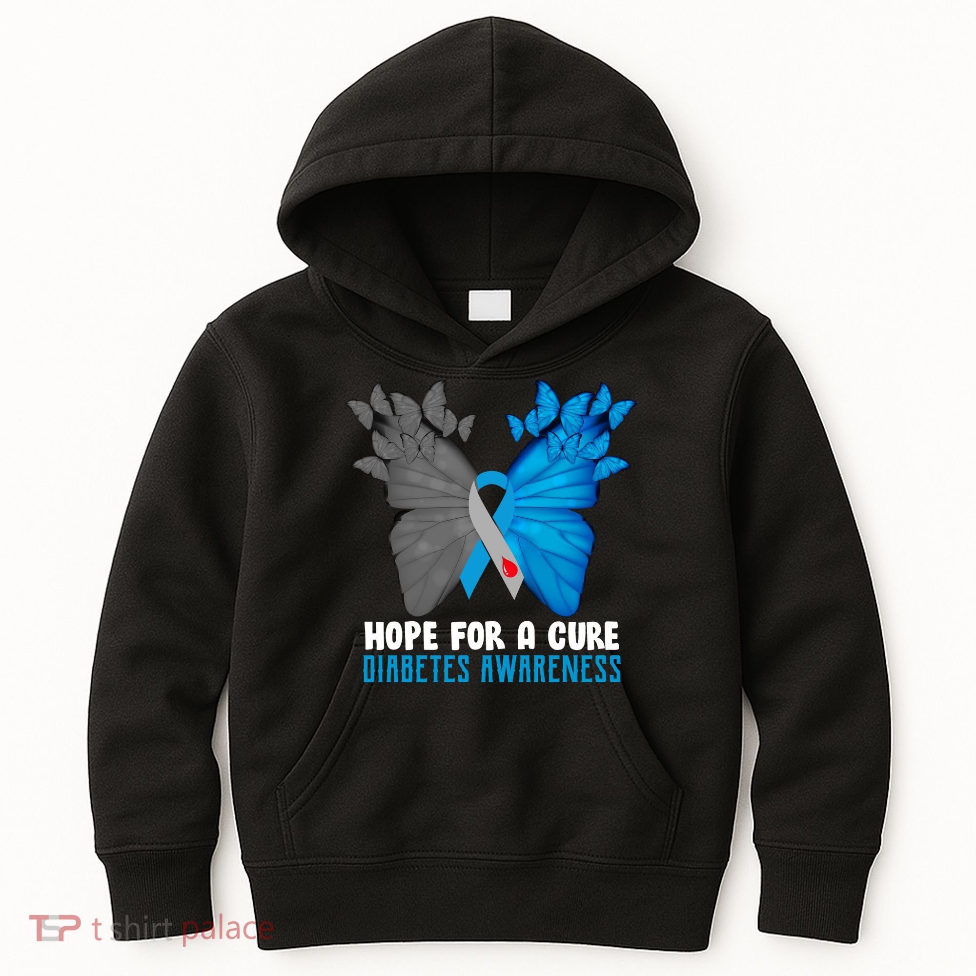Hope For A Cure Diabetes Awareness Butterfly Kids Hoodie