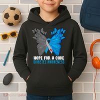 Hope For A Cure Diabetes Awareness Butterfly Kids Hoodie thumb 2
