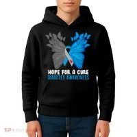 Hope For A Cure Diabetes Awareness Butterfly Kids Hoodie thumb 4