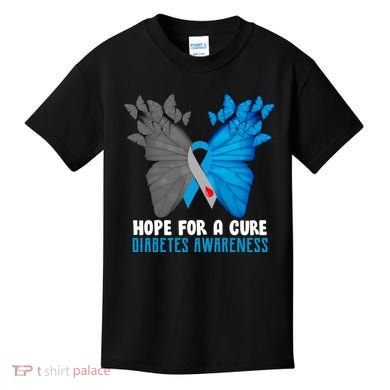 Hope For A Cure Diabetes Awareness Butterfly Kids T-Shirt