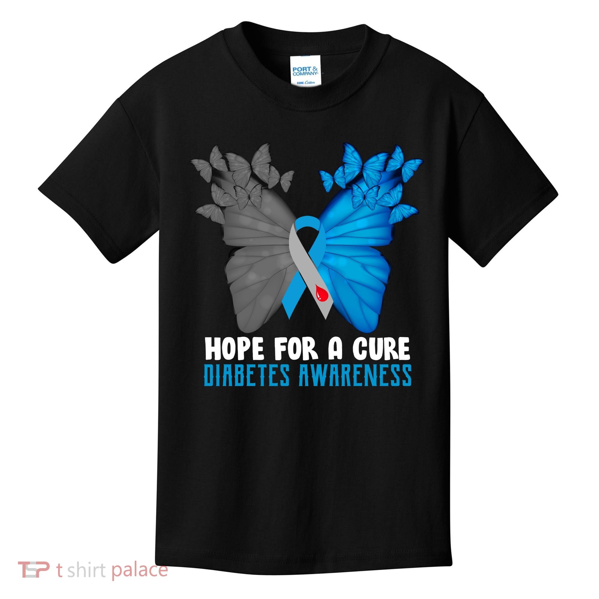 Hope For A Cure Diabetes Awareness Butterfly Kids T-Shirt