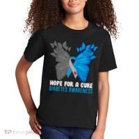 Hope For A Cure Diabetes Awareness Butterfly Kids T-Shirt thumb 2