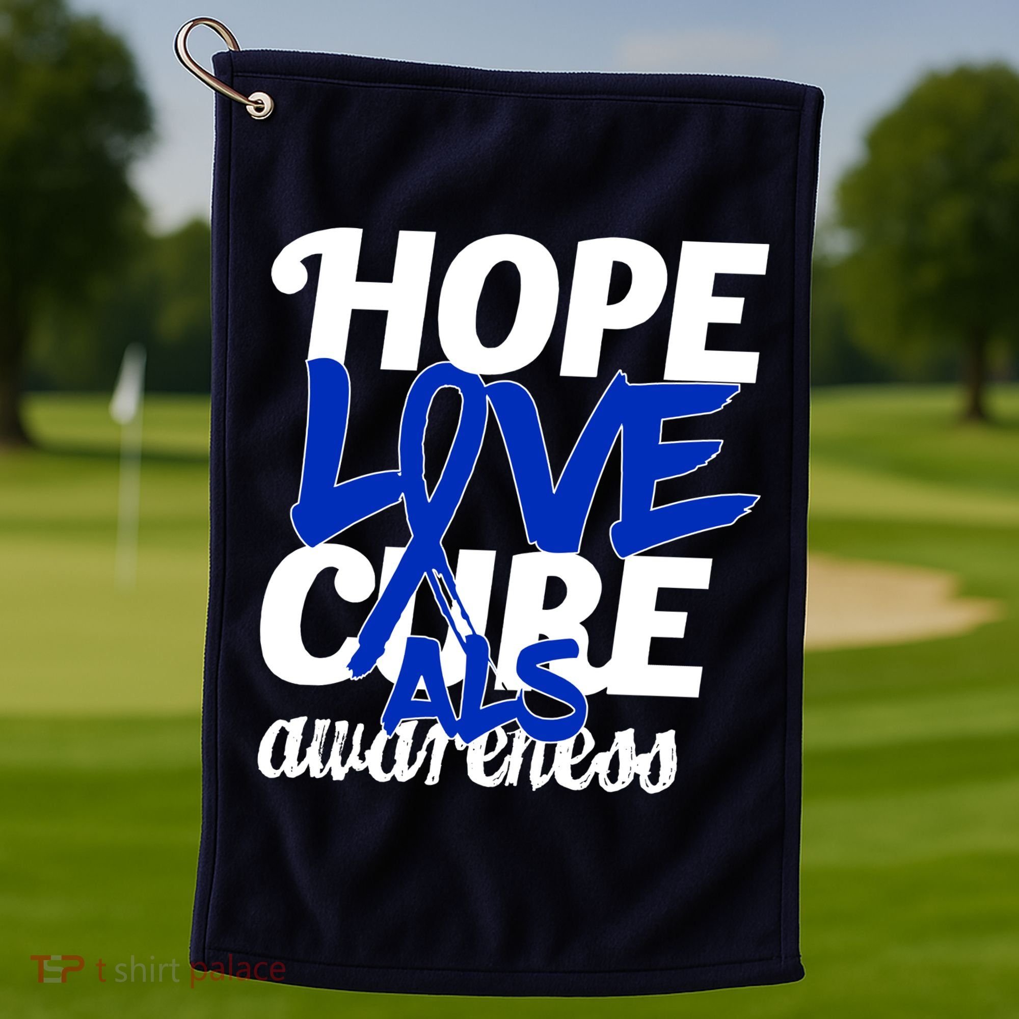 Hope Love Cure ALS Awareness Golf Towel