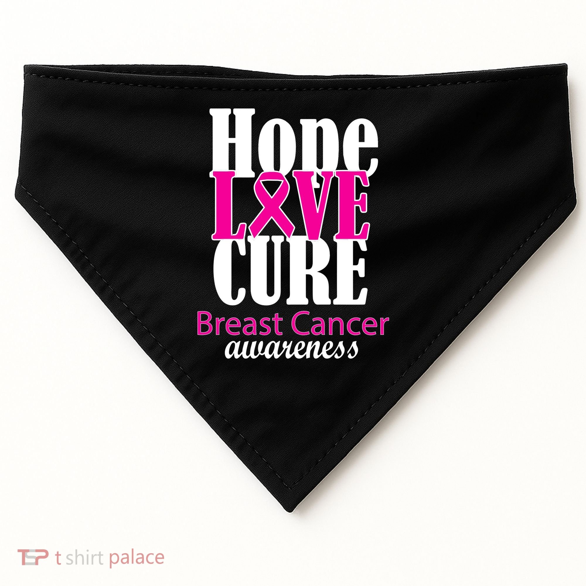 Hope Love Cure Breast Cancer Awareness USA-Made Doggie Bandana
