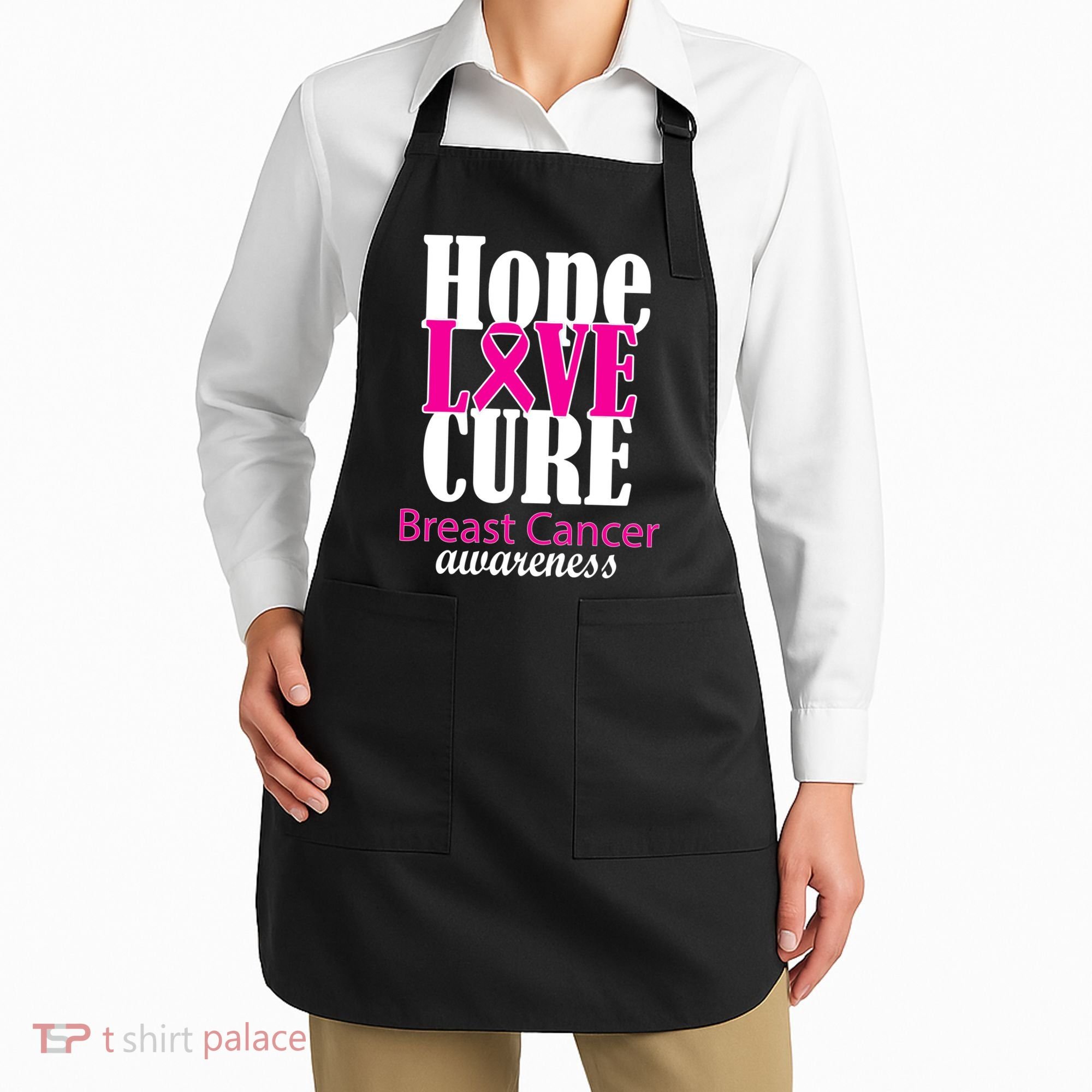 Hope Love Cure Breast Cancer Awareness Apron
