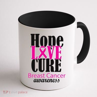 Hope Love Cure Breast Cancer Awareness Coffee Mug back