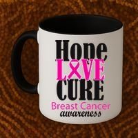 Hope Love Cure Breast Cancer Awareness Coffee Mug thumb 2