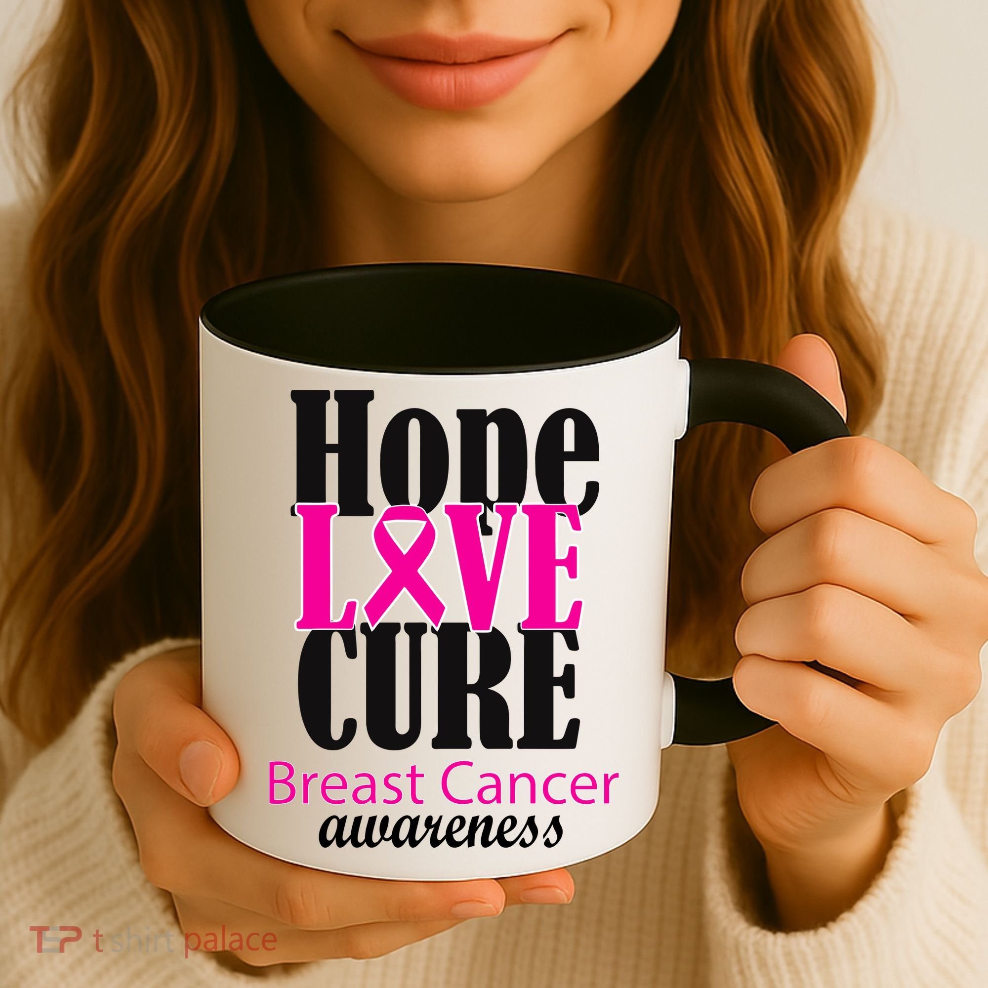 Hope Love Cure Breast Cancer Awareness Coffee Mug