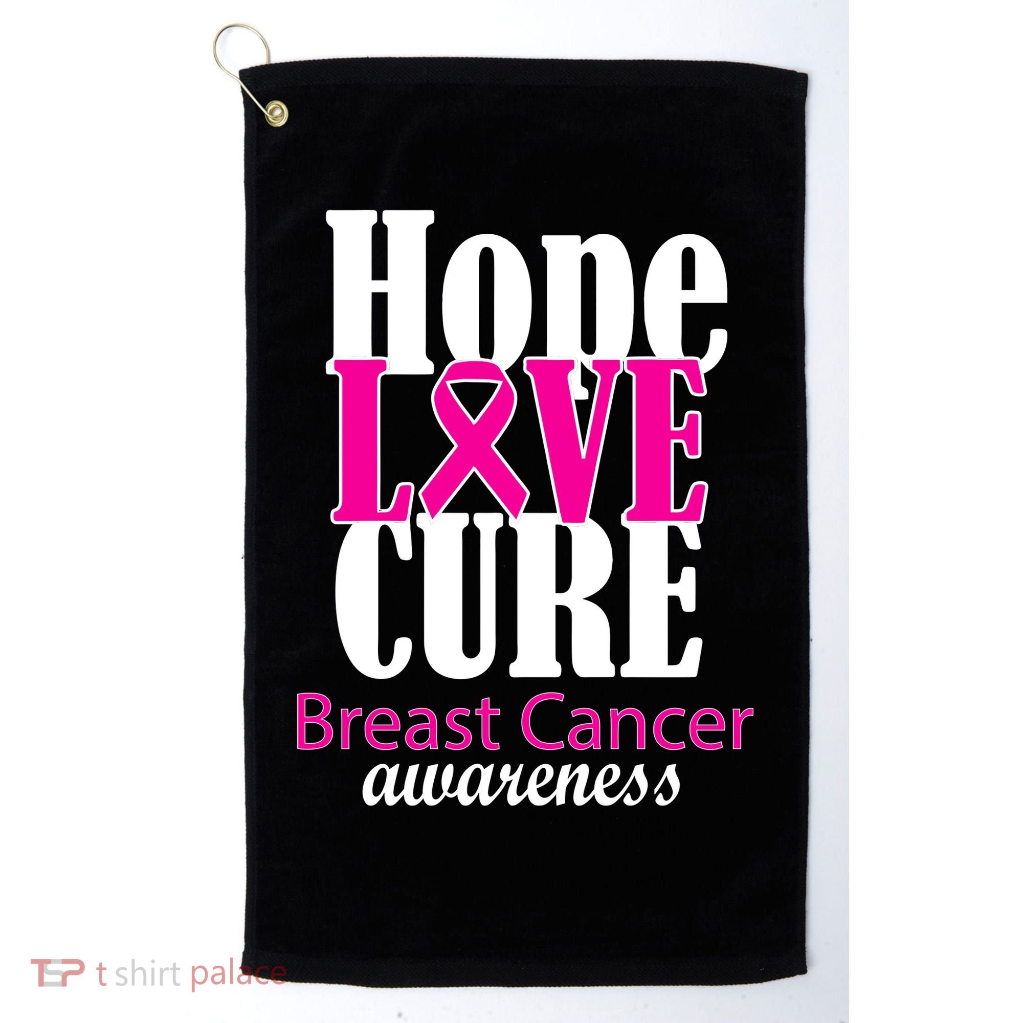 Hope Love Cure Breast Cancer Awareness Golf Towel