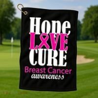 Hope Love Cure Breast Cancer Awareness Golf Towel thumb 1