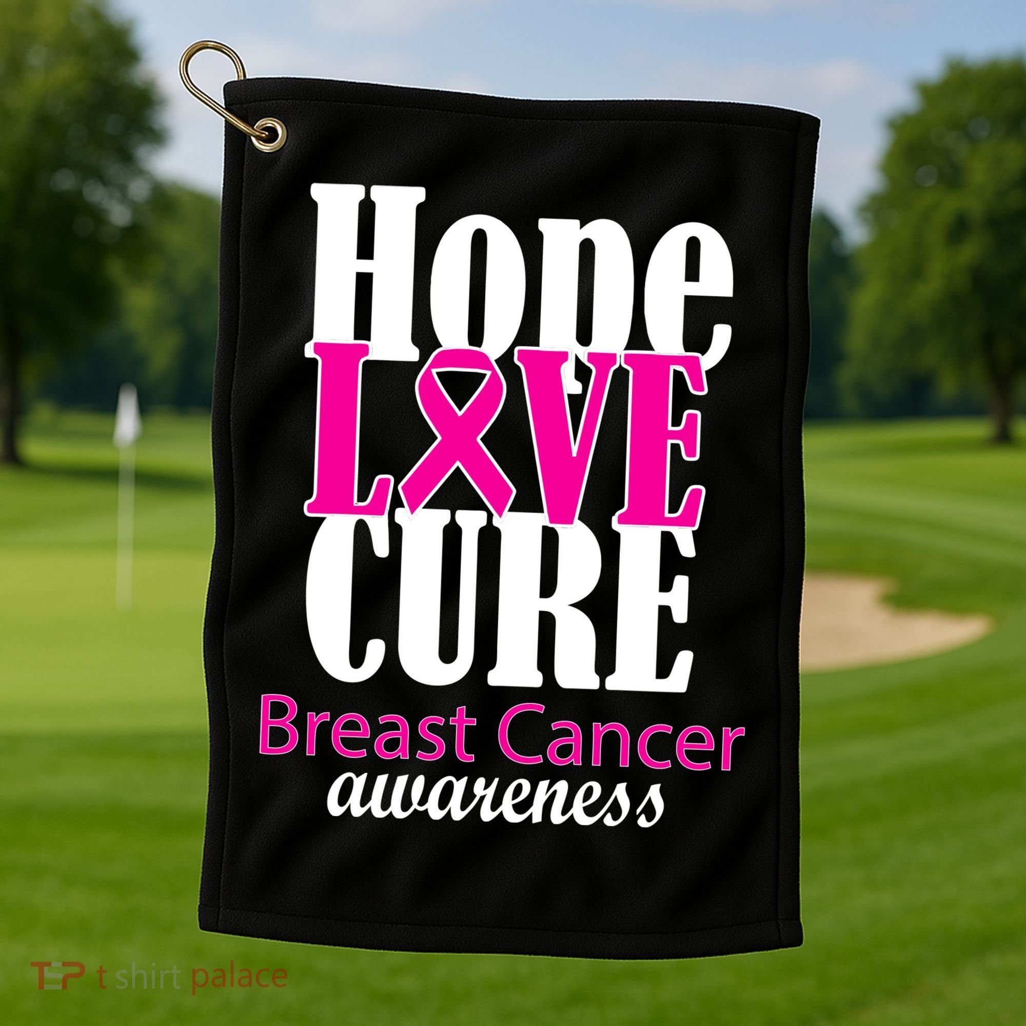 Hope Love Cure Breast Cancer Awareness Golf Towel