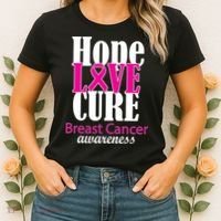 Hope Love Cure Breast Cancer Awareness Women's T-Shirt thumb 2