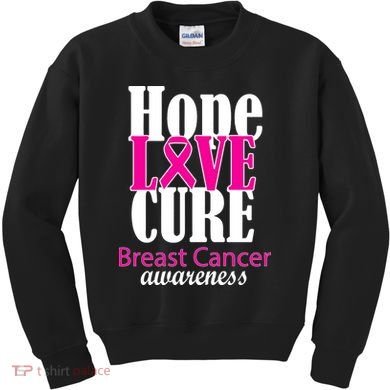 Hope Love Cure Breast Cancer Awareness Kids Sweatshirt