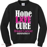 Hope Love Cure Breast Cancer Awareness Kids Sweatshirt thumb 0