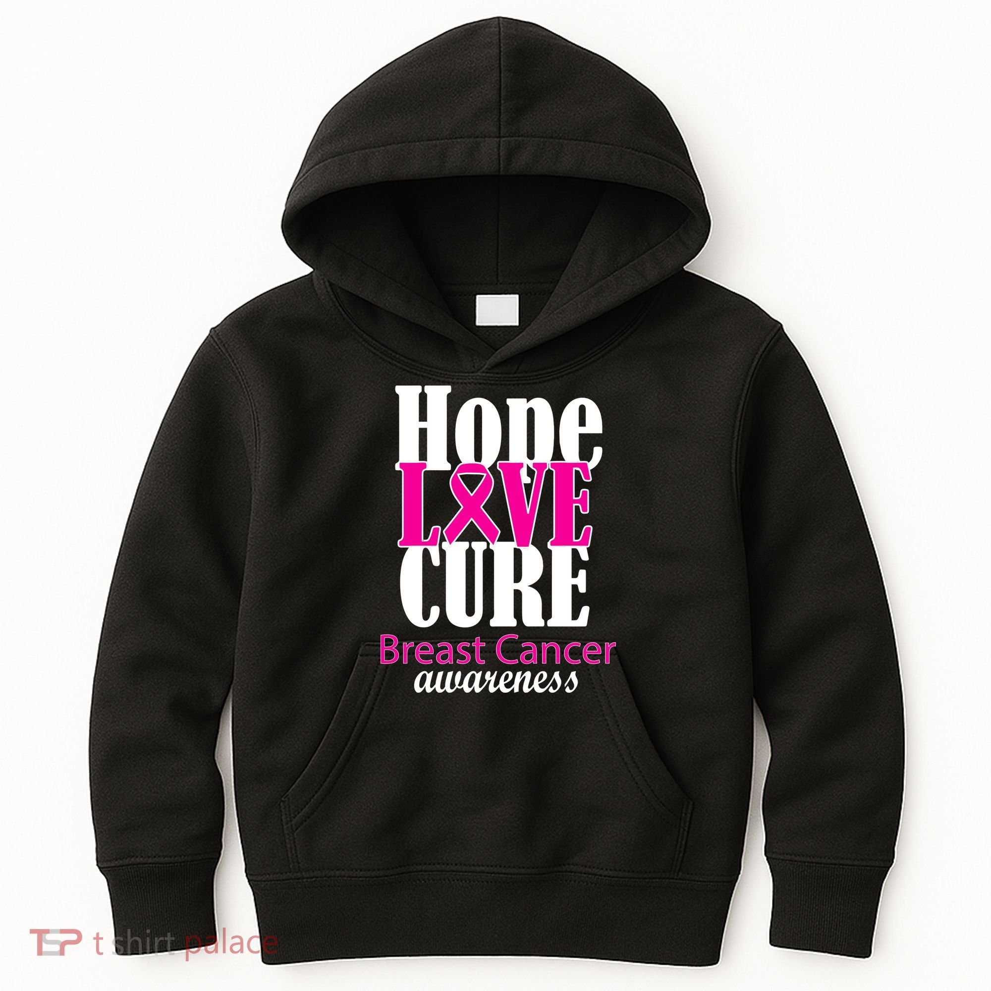 Hope Love Cure Breast Cancer Awareness Kids Hoodie