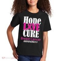 Hope Love Cure Breast Cancer Awareness Kids T-Shirt thumb 2