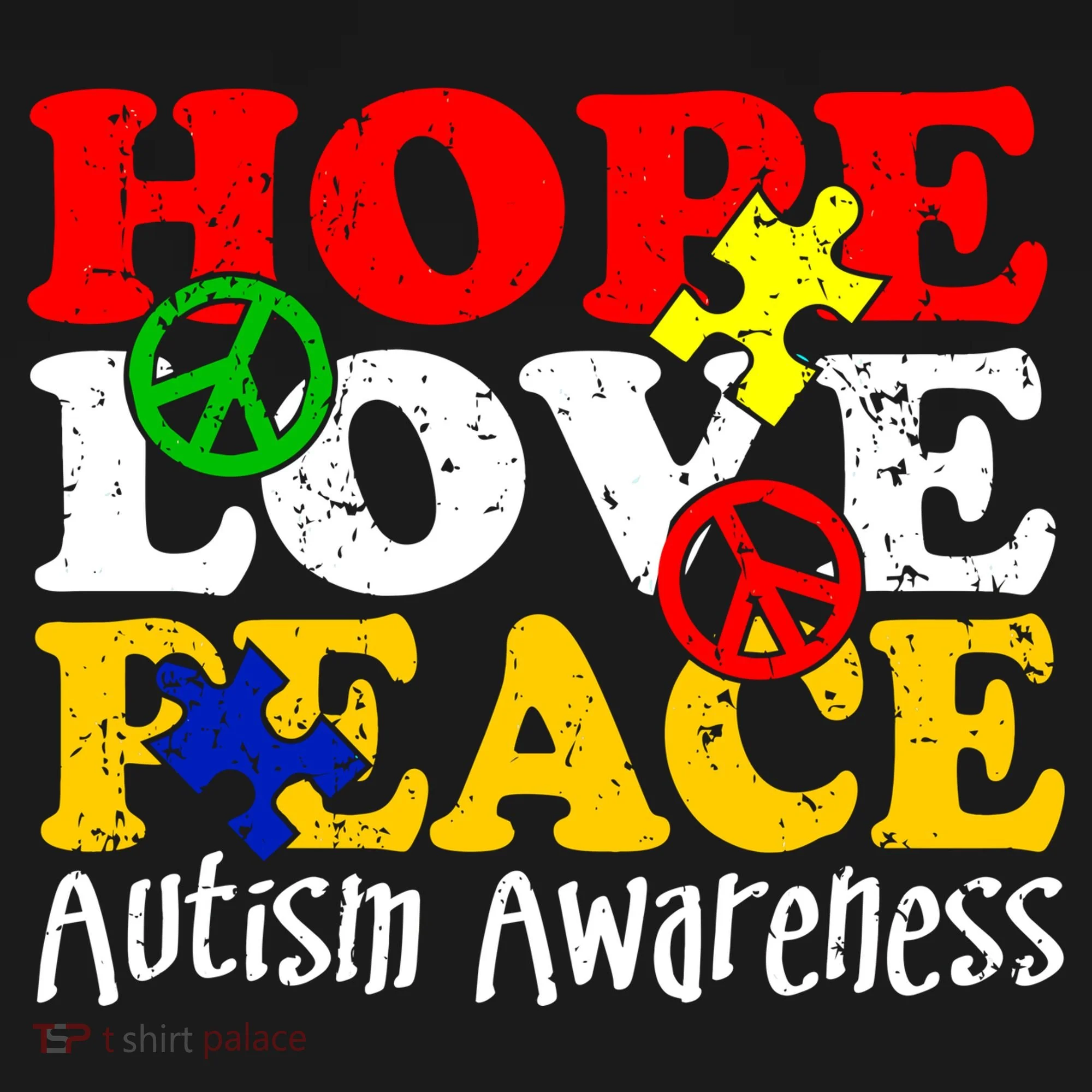 Hope Love Peace Autism Doggie Tank