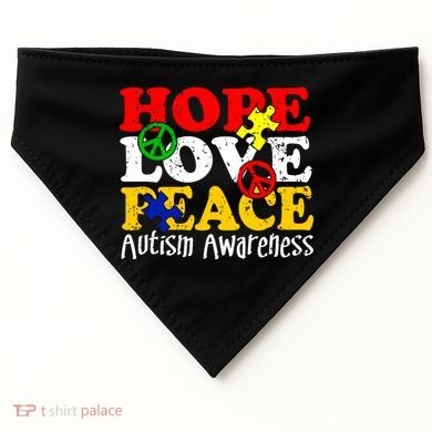 Hope Love Peace Autism USA-Made Doggie Bandana