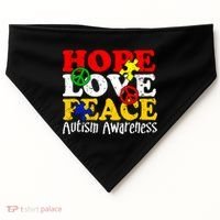 Hope Love Peace Autism USA-Made Doggie Bandana thumb 0