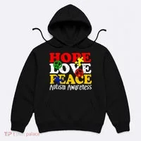Hope Love Peace Autism Hoodie thumb 0