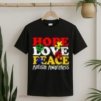 Hope Love Peace Autism T-Shirt thumb 2