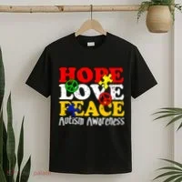 Hope Love Peace Autism T-Shirt thumb 2