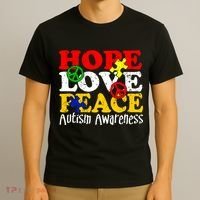 Hope Love Peace Autism T-Shirt thumb 3