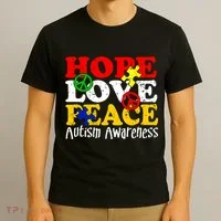 Hope Love Peace Autism T-Shirt thumb 3