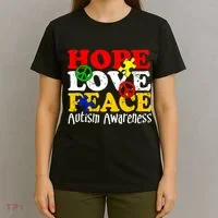 Hope Love Peace Autism T-Shirt thumb 4
