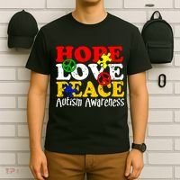 Hope Love Peace Autism T-Shirt thumb 6