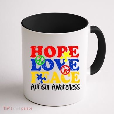 Hope Love Peace Autism Coffee Mug back