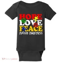 Hope Love Peace Autism Baby Bodysuit thumb 0