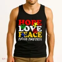 Hope Love Peace Autism Tank Top thumb 3